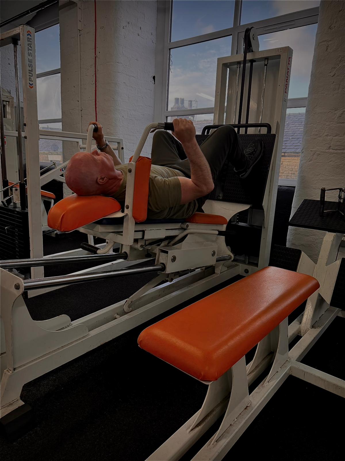Member using the leg press