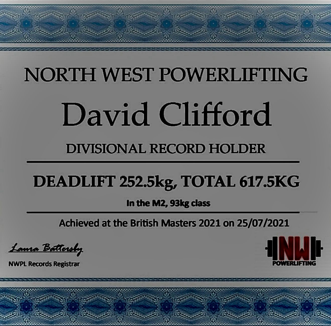 David Clifford certificate